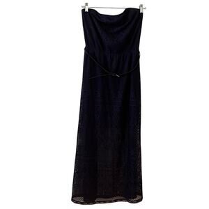 No Comment XL Navy Blue Lace Strapless Maxi Dress Juniors Beach Travel